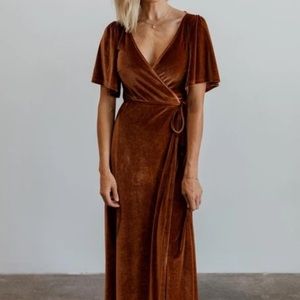 Xs Baltic born velvet wrap dress in spice